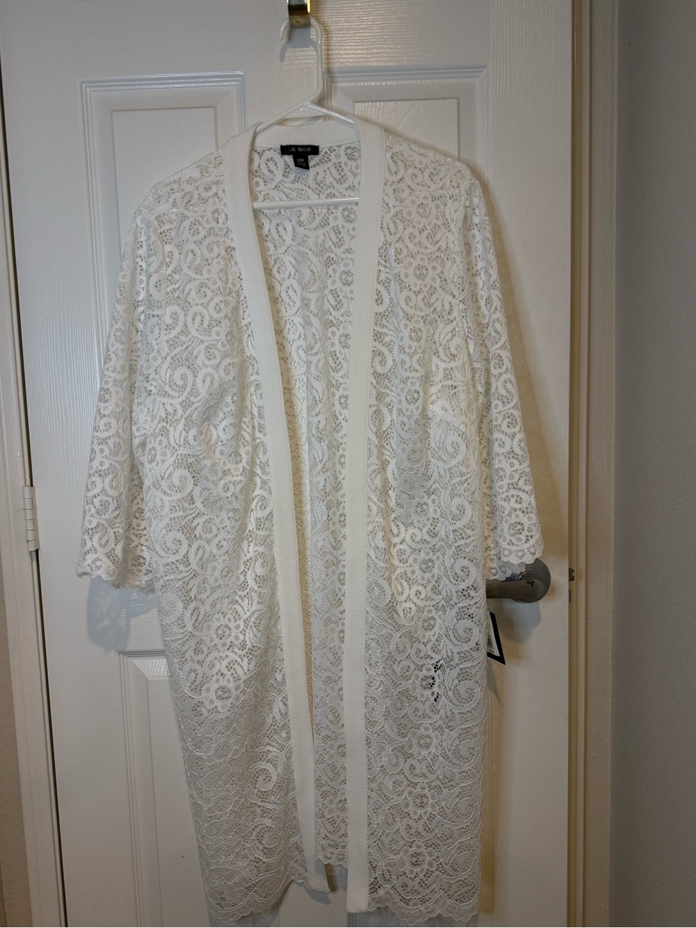 LE BOS White Lace Duster Cardigan Jacket Plus Size 20W NWT Formal Occasion
